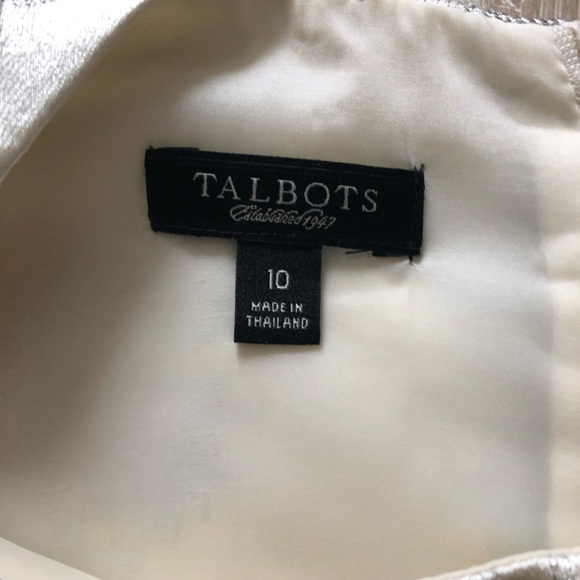 Talbots Silk Blend Metallic Detailed Dress in Cream & Silver Size 10 - Picture 7 of 13